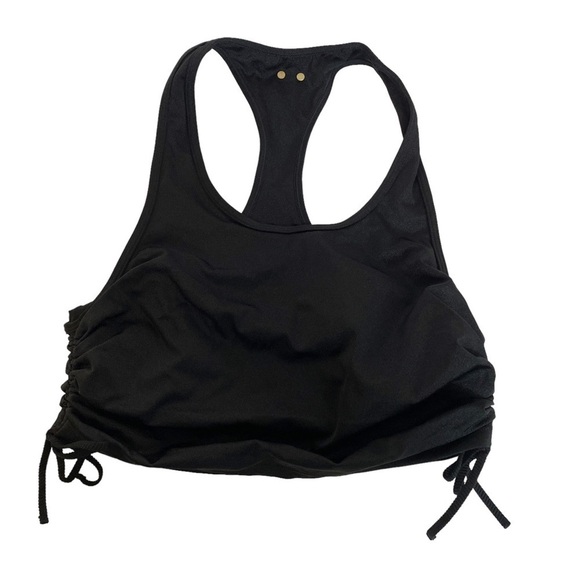 ALALA Sports Top Medium Black Racer Back Tank Ruched Side Ties - Picture 1 of 7